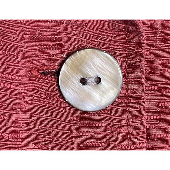 Linden Hill Red Silk Top Mother of Pearl Button Shirt Lagenlook Minimalist XL - Picture 4 of 6